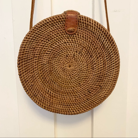 Folk Fortune Natural Ratan Roundie Bag - Picture 1 of 8